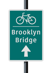Brooklyn Bridge bicycle direction road sign