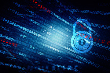 2d illustration Safety concept: Closed Padlock on digital background