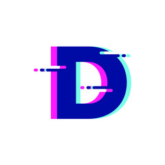 D Letter Glitch Style Modern Font Logo Vector