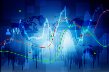 2d rendering Stock market online business concept. business Graph 