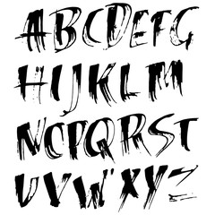 Grungy modern dry brush lettering. Handdrawn grunge ink font. Vector illustration.