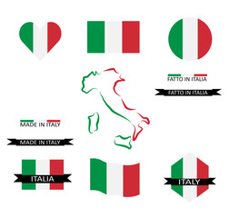 Drapeaux italiens et carte