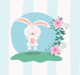 happy easter card with rabbit in the garden