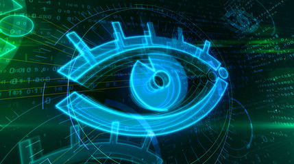 Digital surveillance concept with spying eye symbol