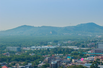Beautiful landscape view of Phuket city from Khao Rang viewpoint, small hill in Phuket city, Thailand.