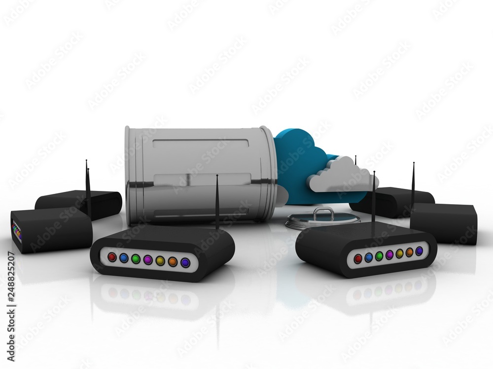 Poster 3d rendering transmitter wifi