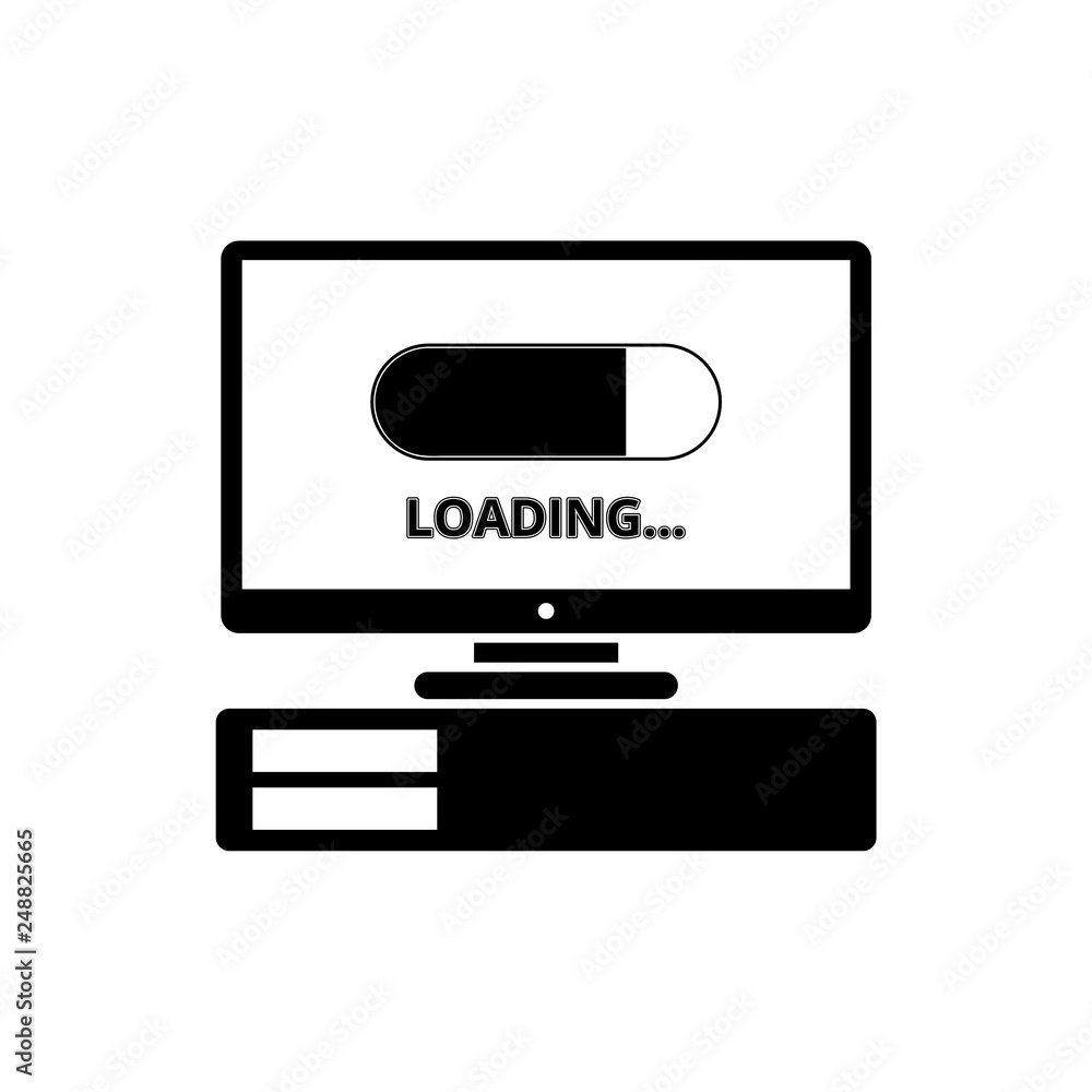 Poster slow computer icon, slow connection sign, loading icon