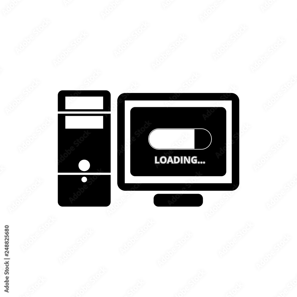 Poster slow computer icon, slow connection sign, loading icon