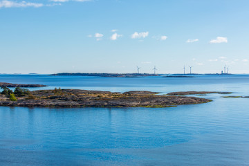Windmill park on the islands in the sea