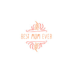 Happy mothers day handlettering element on white background