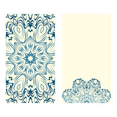 Design Vintage Cards With Floral Mandala Pattern And Ornaments. Vector Template. Islam, Arabic, Indian, Mexican Ottoman Motifs. Hand Drawn Background. Milk blue color