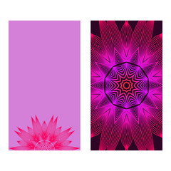 Floral Mandala Pattern. Vector Flyer Oriental Design. Flyer. Purple color