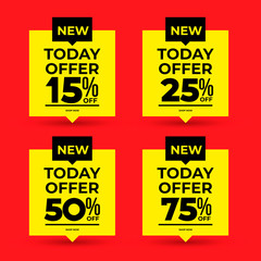 Set of Sale and special offer tag, price tags, Sales Label. Vector illustration. Isolated on red background.