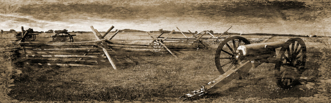 Simulated vintage photograph of Gettysburg Battlefield 
