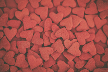 Corazones rojos de azúcar
