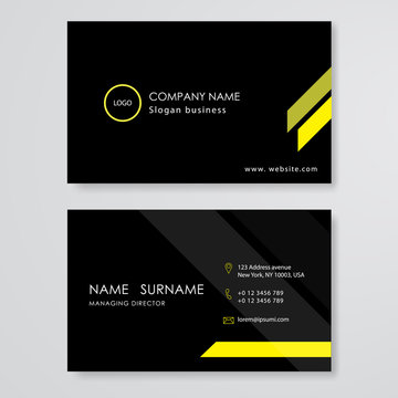 Simple business card black and yellow color design template