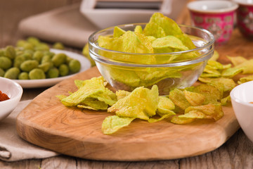 Wasabi flavour potato crisps.