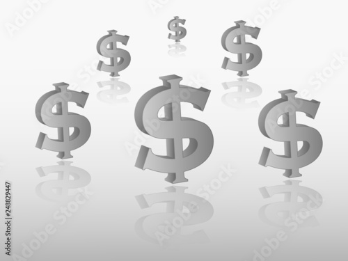 Group Of Black And White Dollar Signs To Represent Currency - 
