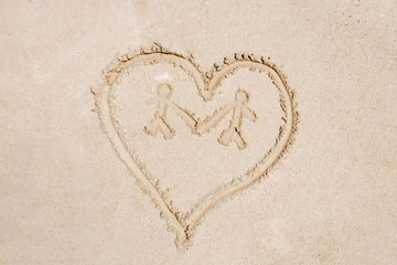 Symbolic heart on the sand