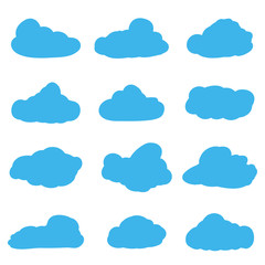 Cartoon clouds on white background.