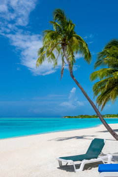 Loungers on Maldives beach