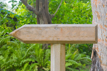 Empty wooden signpost at tropical beach