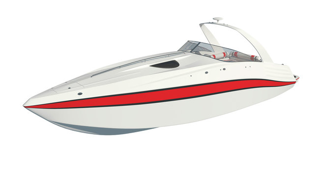 Speedboat Isolated on white background 3D illustration