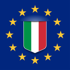 Italy and European Union Shield label Illustration