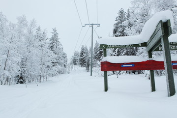 Post guide in lapland winter nature, winter in Finland. 