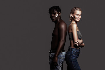 Two international models representing diversity smiling together