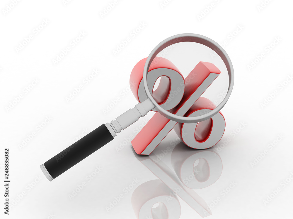 Poster 3d rendering percentage icon search