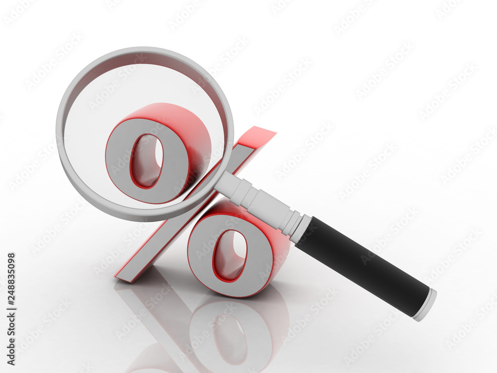 Poster 3d rendering percentage icon search
