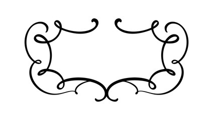 Flourish Vintage vector calligraphy frame. Swirl illustration for text, greeting card, wedding invitation, book. Hand drawn cute isolated border