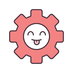 Smiling cogwheel color icon