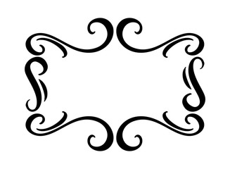 Flourish Vintage vector frame. Swirl illustration for text, greeting card, wedding invitation, book. Hand drawn cute isolated border