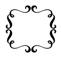 Flourish Vintage vector frame. Swirl illustration for text, greeting card, wedding invitation, book. Hand drawn cute isolated border