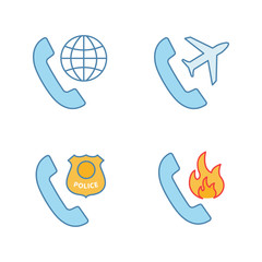 Phone services color icons set