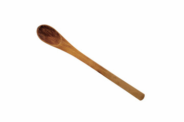 Vintage Wooden Spoon Isolated on White Background. Kitchen and Cooking Concept.