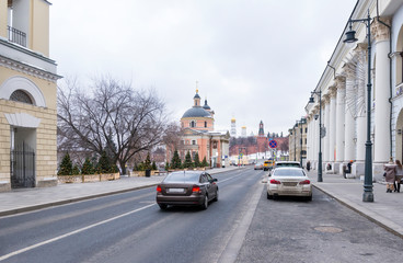 cars on the streets of Moscow near the Kremlin, Moscow in winter