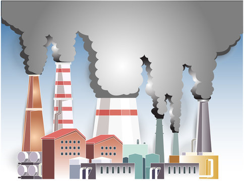 beautiful  illustration vector air pollution from the industry  for background.