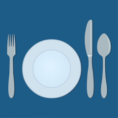 fork spoon knife and plate vector symbol illustration