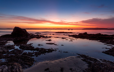 Sunset Batemans Bay Australia with yachts