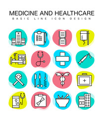 MEDICINE AND HEALTHCARE ICON SET