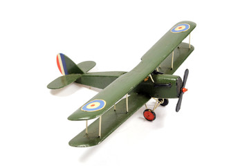 Vintage Toy Aircraft Models on White Background