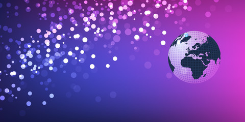      Earth Globe Design on Bright Sparkling Background 