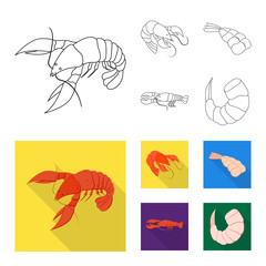 Vector design of appetizer and ocean icon. Set of appetizer and delicacy vector icon for stock.