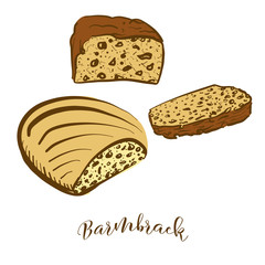 Colored sketches of Barmbrack bread