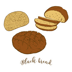 Colored sketches of Black bread bread