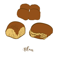 Colored sketches of Blaa bread