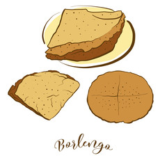 Colored sketches of Borlengo bread